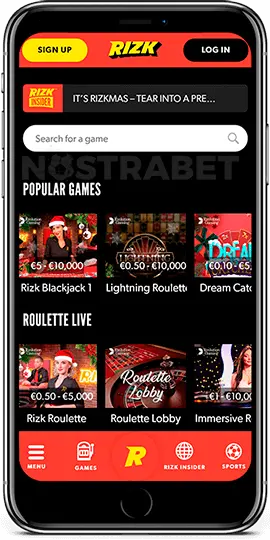 Mobile application at rizk casino