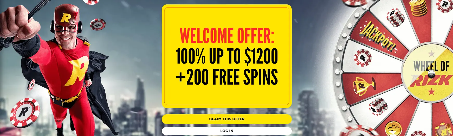 Welcome offer Get up to 1200$ at rizk casino